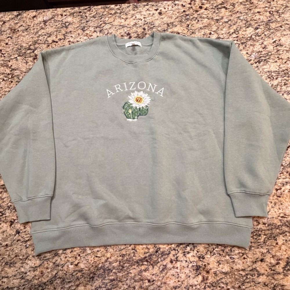 State of Mine Arizona Cactus Flower Sweatshirt Sage Green XL Womens Crewneck